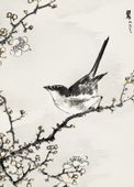Plakat 13x18cm Bush-Warbler, Kashu Japoński Vintage do Salonu