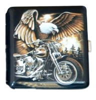 Papierośnica Metalowa z Orłem na Motorze