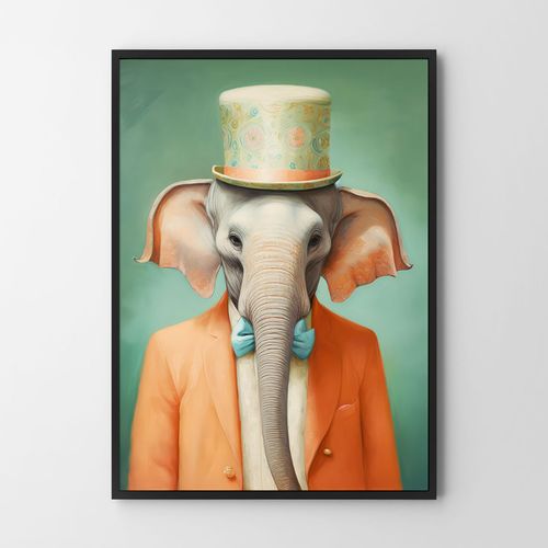 Plakat słoń w kapeluszu 30x40 cm na Arena.pl