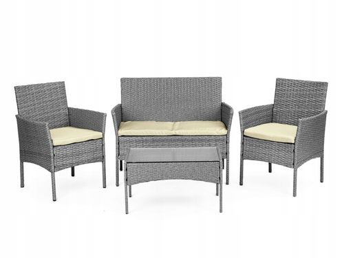 Komplet mebli ogrodowych z technorattanu ławka stolik krzesła szary MultiGa na Arena.pl