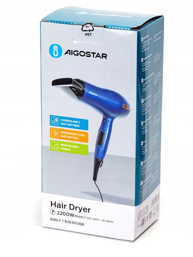 Suszarka Do Włosów Aigostar 2200W 2 Prędkości 3 Poziomy Temperatury na Arena.pl