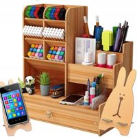 ORGANIZER DREWNIANY NA BIURKO PRZYBORNIK SZUFLADA