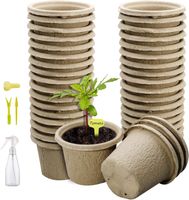 Zestaw 60 Biodegradowalnych Doniczek Torfowych Brązowe 10 cm z Akcesoriami