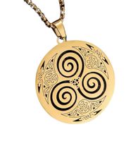 Męski naszyjnik ze stali chirurgicznej złoty wisiorek celtycki spirala