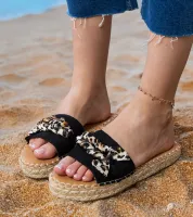 Czarne klapki espadryle z kokardką Kartis 37