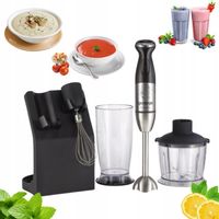 METALOWY BLENDER RĘCZNY Z PODSTAWKĄ MOCNY 900W HBC807QB GORENJE 0,5L KUBEK