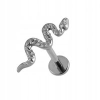 Tytanowy labret wąż srebrny - helix lobe - 1,2/8