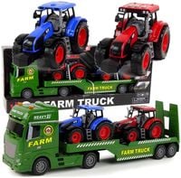 Auto Tir Laweta Traktory Zestaw Farmerski z Rampą Dźwięki i Światła Napęd