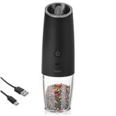 Młynek Elektryczny do Mielenia Przypraw Pieprzu Soli Czarny z Ładowarką