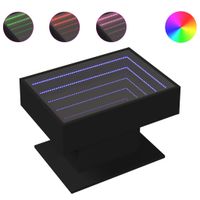 Stolik kawowy z LED, czarny, 70x50x45 cm