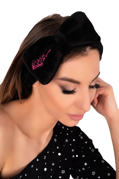 OPASKA KOSMETYCZNA DO WŁOSÓW CZARNA NA GŁOWĘ ELASTYCZNA Z KOKARDĄ zdjęcie 8