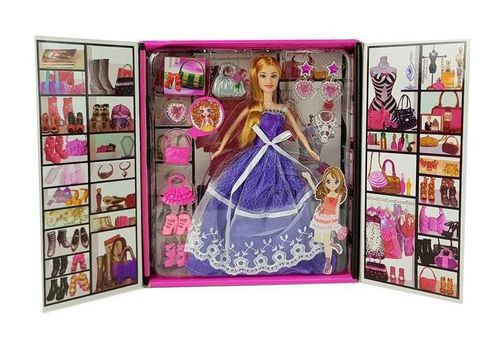 Lalka Fioletowa Suknia Balowa z Koronką Dodatki na Arena.pl