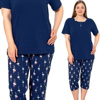 BAWEŁNIANA PIŻAMA DAMSKA DUŻE ROZMIARY KRÓTKI 3/4