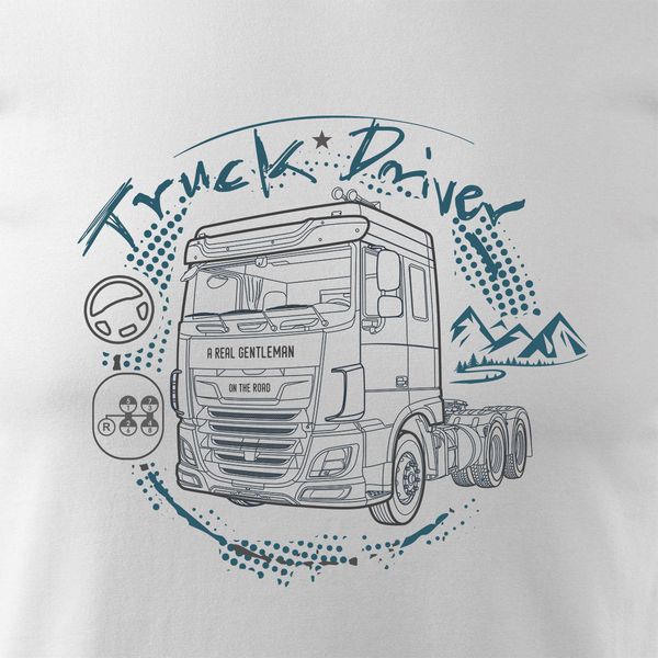 Koszulka z ciężarówką DAF prezent dla kierowcy Tira TIR męska biała REGULAR L zdjęcie 2