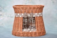 CARI BUDA DLA KOTA LEŻAK DLA ZWIERZĄT DOMEK DLA KOTA Z WIKLINY PIĘTROWY Z PODUSZKAMI 50X40 H45 CM