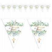 BANER flagi pierwsza KOMUNIA ŚWIĘTA listki eukaliptus KRZYŻ