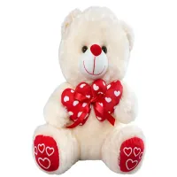 Miś pluszowy z sercem sercami na prezent przytulanka maskotka kremowy