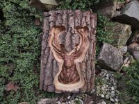 Obraz drewniany z korą JELEŃ rogacz na prezent 35cm EDYCJA LIMITOWANA dąb