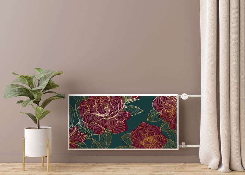 Mata MAGNETYCZNA Na Kaloryfer Kwitnące Róże Styl Line-art 80cm x 60cm zdjęcie 7