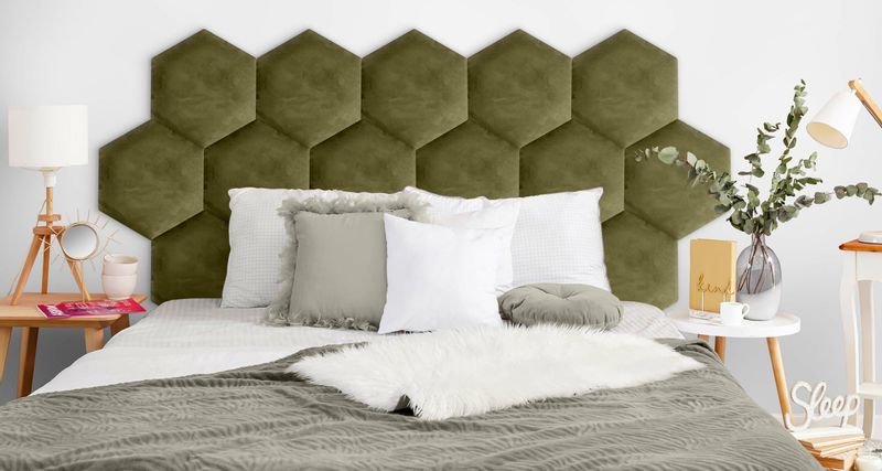 PANELE TAPICEROWANE PLASTER MIODU Heksagon KHAKI 26cm x 30cm zdjęcie 6