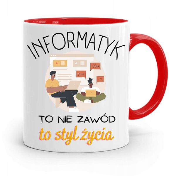Kubek Czerwony Informatyka Programisty Prezent Z Nadrukiem Ze Zdjęciem zdjęcie 1