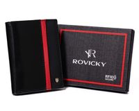 skórzany portfel męski z kieszeniami na dokumenty — rovicky