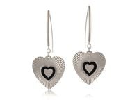 Kolczyki ryflowane serca z mniejszym serduszkiem w środku