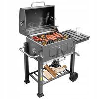 Grill węglowy ogrodowy duży ŻELIWNY RUSZT z POKRYWĄ REGULACJA TERMOMETR