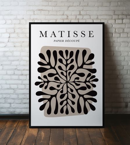 Plakat matisse czarny liść 50x70 cm w czarnej ramie na Arena.pl