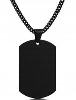 Czarny łańcuszek męski nieśmiertelnik stal chirurgiczna 316l grawer