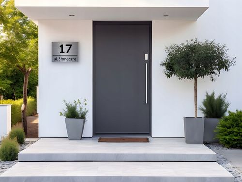 NIERDZEWNY NUMER NA DOM 32x21cm TABLICZKA ADRESOWA Z NUMEREM DOMU ALUMINIUM na Arena.pl