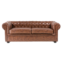 Sofa 3-osobowa ekoskóra brązowa CHESTERFIELD