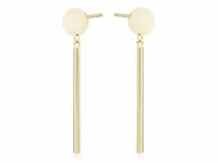 WISZĄCE DŁUGIE POZŁACANE SREBRNE KOLCZYKI GŁADKIE KÓŁKO SZTABKA POŁYSK