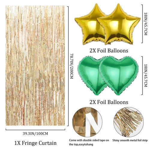 Zestaw Dekoracji Urodzinowych Złoto Zielony Baner Balony Gwiazdki Girlanda na Arena.pl