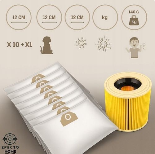 10x Worki do odkurzacza Karcher + Filtr Zamiennik | WD3 WD4 WD5 WD6 na Arena.pl