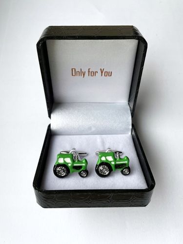 Spinki do mankietów EXC Traktor John Deere Green dla rolnika + prezent etui na Arena.pl