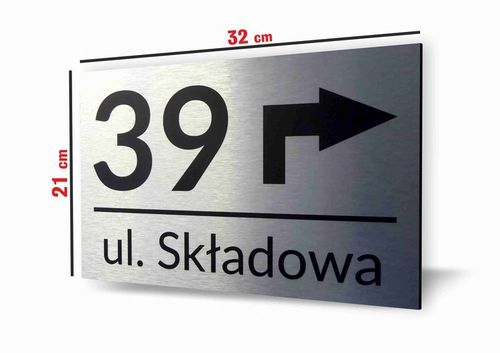 Tabliczka ADRESOWA ALUMINIOWA ZE STRZAŁKĄ Numer na Arena.pl