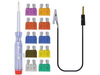 Próbnik miernik napięcia 130mm śrubokręt 6-24v + bezpieczniki zestaw