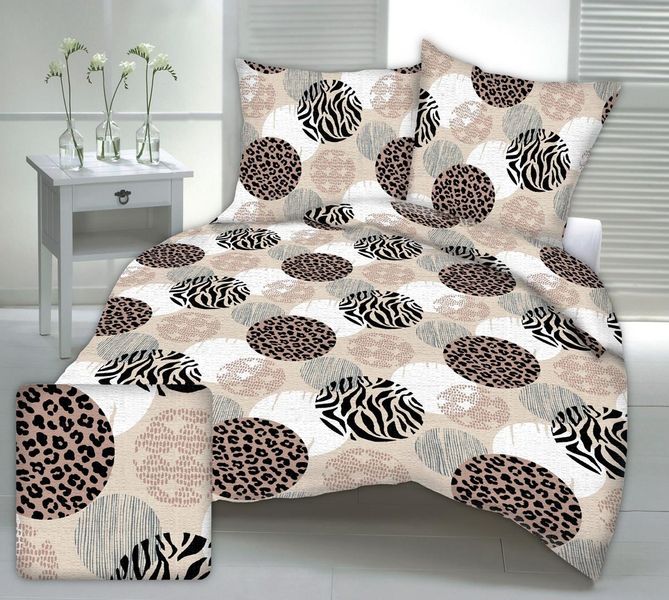 Pościel z kory 160x200 wzór beżowa panterka w kołach zdjęcie 1