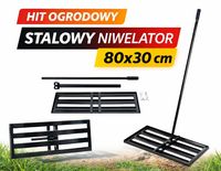 NIWELATOR OGRODOWY TERENU RĘCZNY 80X30CM RÓWNIARKA DO TRAWNIKA GRABIE