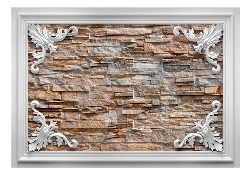 Fototapeta - Cegła w ramce (brązowy) 100x70 na Arena.pl