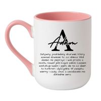 KUBEK Z IMIENIEM "ADAM" Wzór - Elegant Coffee Różowy 330 ml