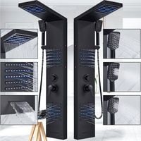 Nowoczesny czarny panel prysznicowy zestaw deszczownica kran