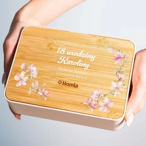 Organizer pojemnik różowy z lusterkiem NADRUK własny PREZENT URODZINY zdjęcie 13