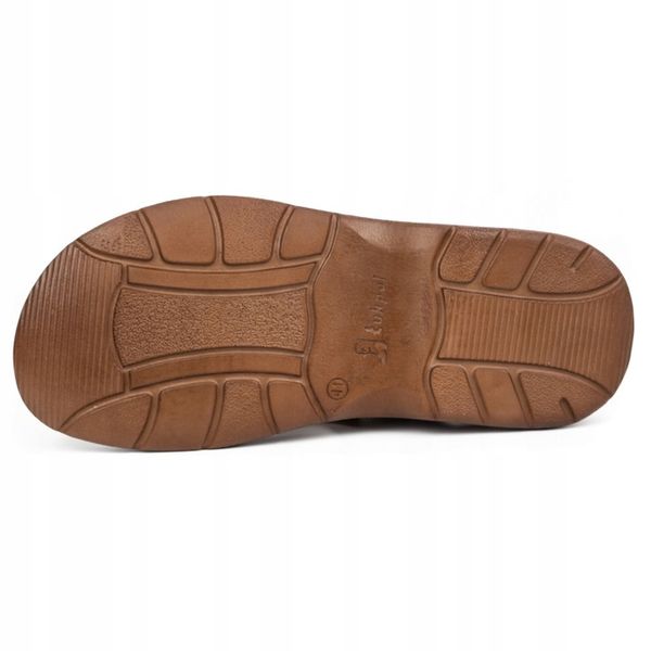 Sandały męskie skórzane na lato na rzepy POLSKIE 812 Łukpol brązowe 45 zdjęcie 9