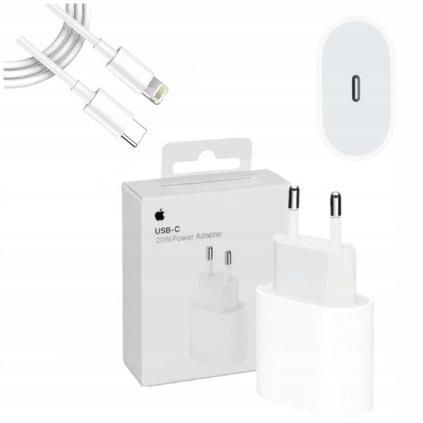 ORYGINALNA SZYBKA ŁADOWARKA DO APPLE IPHONE 20W+KABEL USB-C LIGHTNING 1M ! zdjęcie 3