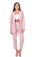 LETNI CASUALOWY GARNITUR Z PRZEWIEWNEJ TKANINY ROZMIAR 46 JASNY RÓŻ