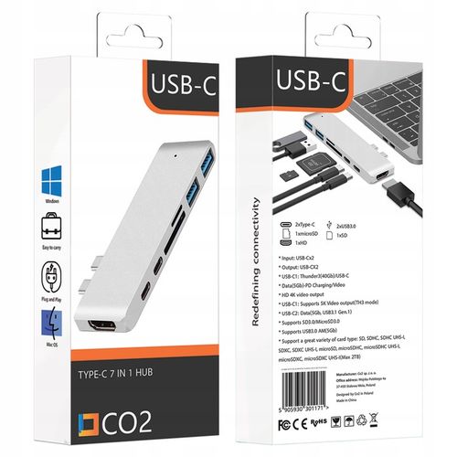 ADAPTER HUB PRZEJŚCIÓWKA USB-C USB THUNDERBOLT HDMI 4K DO MACBOOK PRO AIR na Arena.pl