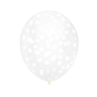 Balony przezroczyste z białym konfetti, 30 cm 3 szt.