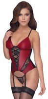 koszulka z podwiązkami cottelli lingerie czerwono czarna m